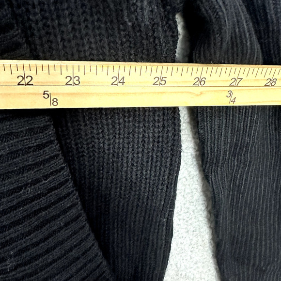 Neiman Marcus Cardigan Womens Large‎ Black Open Front Cold Shoulder Minimalist - Picture 5 of 7